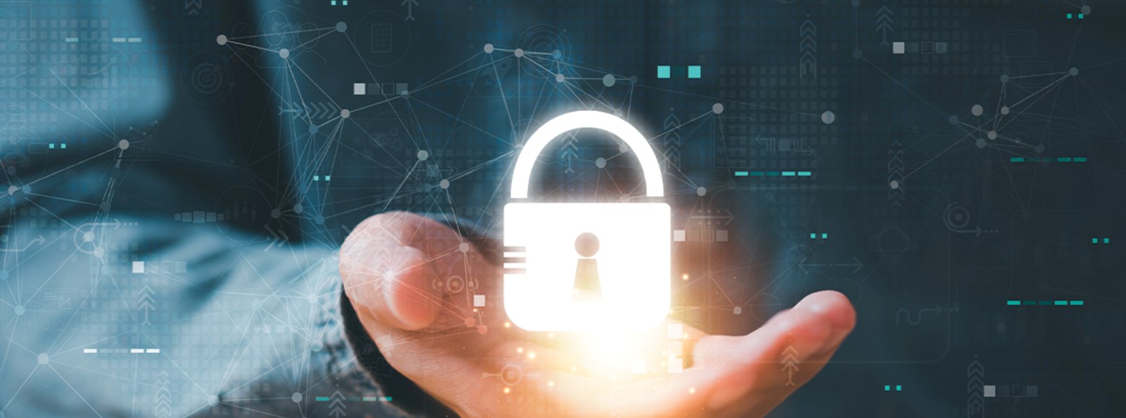 a hand holding a digital lock