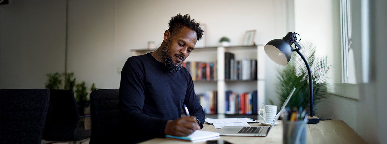 a man working at his desk
