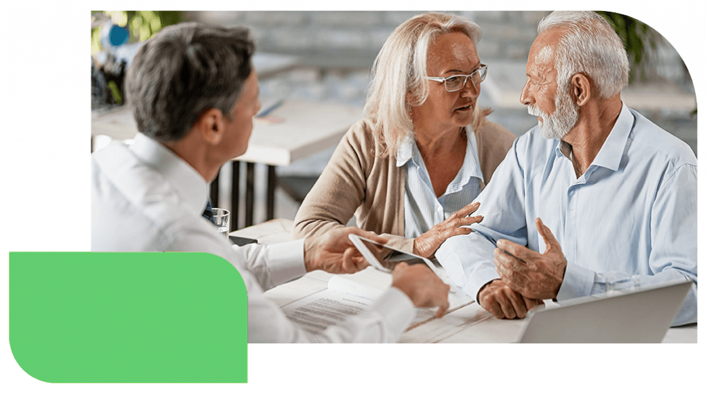 grandparents talking finances with banker